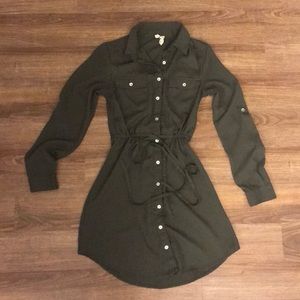 Japna - Army green shirt dress